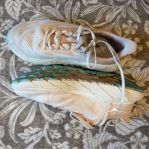 Hoka Cream and Teal Women's Athletic Shoes
